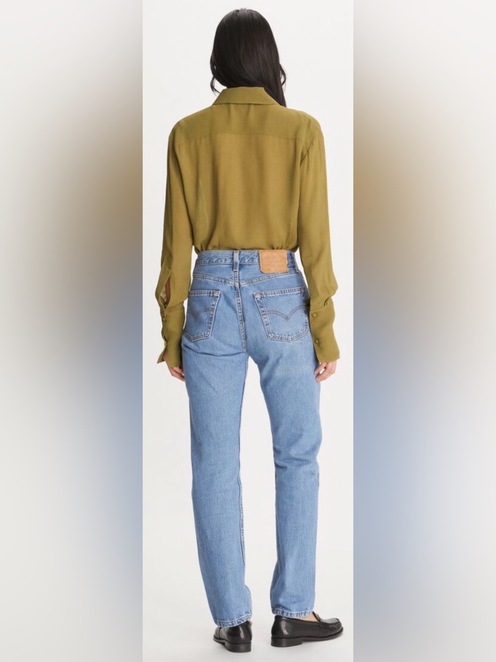 NWT [Tory Burch] Cuffed Viscose Button-Up Long-Sleeve Shirt Ash Green Women’s 4 - Picture 7 of 16